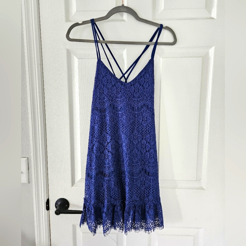 Blue Mini Fringe Dress